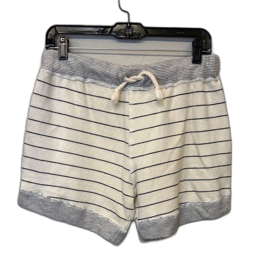 T.La Anthropologie Striped Cream & Navy Women’s Terry Knit Shorts - Small